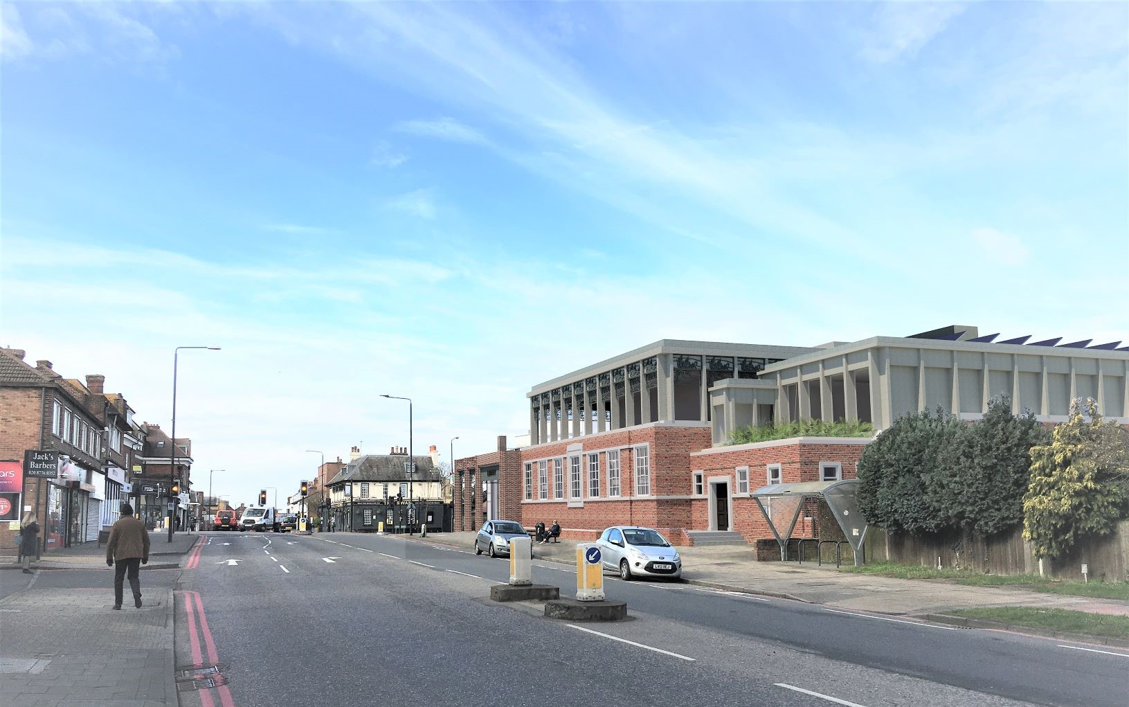 Street view of proposed library from Glebe Way